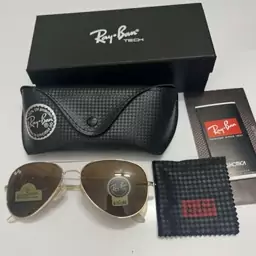 عینک آفتابی ریبن RayBan خلبانی مدل 3025 شیشه قهوه ای فریم طلایی 