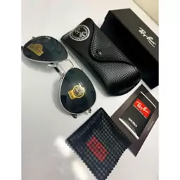 عینک آفتابی ریبن خلبانی RayBan مدل 3026 شیشه مشکی فریم نقره ای