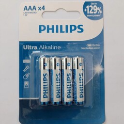 باتری نیم قلمی چهارتایی فیلیپس اولترا آلکالاین Philps Ultra Alkline