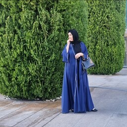 مانتو عبا مجلسی زنانه اماراتی بلند رنگی مدل کلوش لبه دوزی شده