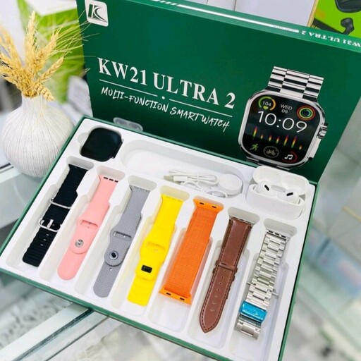 ساعت هوشمند Kw 21 ultra 2 دارای 7 بند و ایرپاد 