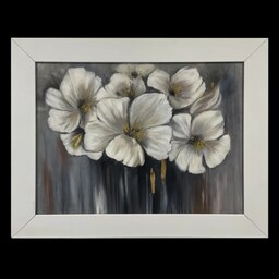 تابلو نقاشی مدرن گل های سفید 30در40 رنگ و روغن کار دست