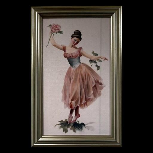 تابلو نقاشی رقص دختر با گل رز