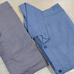 پیراهن مردانه تترون ساده و اعلاء در رنگ های آبی روشن و رنگ قهوه ای روشن خاص درانواع سایز