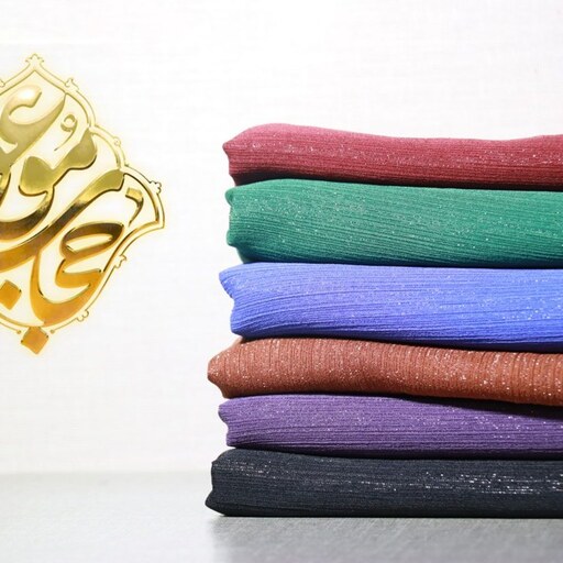 روسری کریشه لمه دار رنگ بندی  مشکی ، آجری، آبی ، بنفش ، زرشکی طرح مهار تورم حجاب موعود آماده ارسال