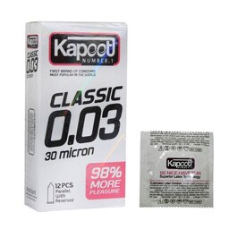 کاندوم نازک کاپوت KAPOOT مدل CLASSIC 0.03  بسته12عددی