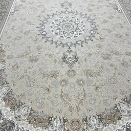 فرش 1200 شانه تراکم 3600 سایز 9 متری تک نقشه اصفهان   زمینه کرم