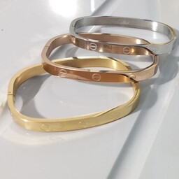 دستبند سه عددی کارتیر مربعی طرح طلا استیل