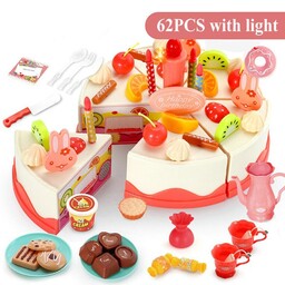 کیک تولد برشی با شمع  چراغدار  ( 62 تکه)  اسباب بازی