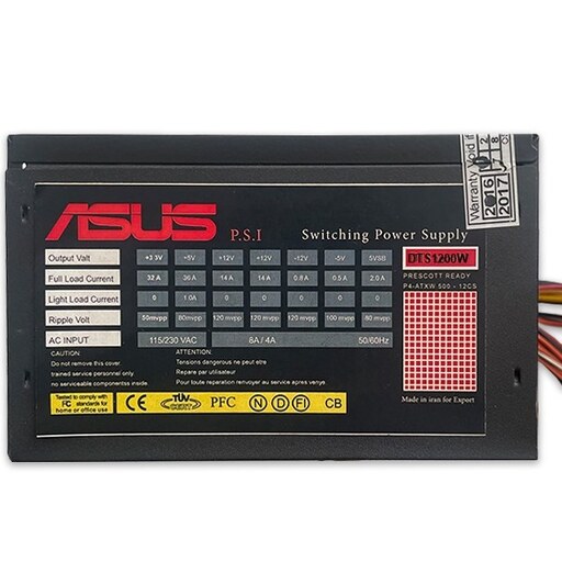 پاور Asus DTS 1200W فن بزرگ 24 پین با برچسب پلمب