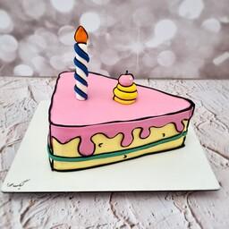 کیک کارتونی مثلثی کیک کمیک کیک کارتونی خامه ای با فیلینگ موز و گردو وکرم شکلاتی ارسال پس کرایه 