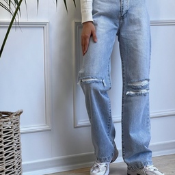 شلوار جین زاپ دار  زنانه سایز 40 - 42 - 44 مدل بگ آبی یخی