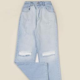 شلوار جین زنانه مدل بگ رنگ آبی یخی قد شلوار 105 سایز 40 - 42 - 44