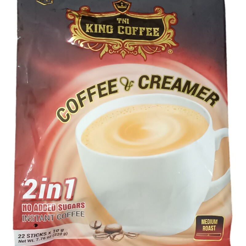 قهوه فوری کینگ کافی خامه ای 2 در 1 بدون شکر افزوده - 22 عددی