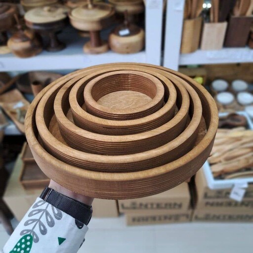 کاسه پنج عددی بیضی و دایره  جنس چوب روس دوبل 33میل   رنگ خوراکی طبیعی  کیفیت عالی 