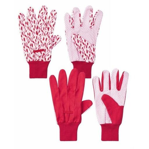 پک دو جفتی دستکش باغبانی قرمز و طرح دار سایز 7 پارکسایز parkside آلمان (ارسال رایگان)