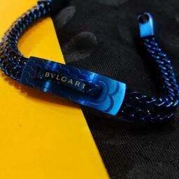 دستبند مردانه بولگاری  آبی کاربنی استیل رنگ ثابت