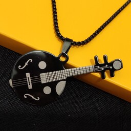 گردنبند گیتار مشکی استیل رنگ ثابت همراه با زنجیر 60 سانتی ویتالی