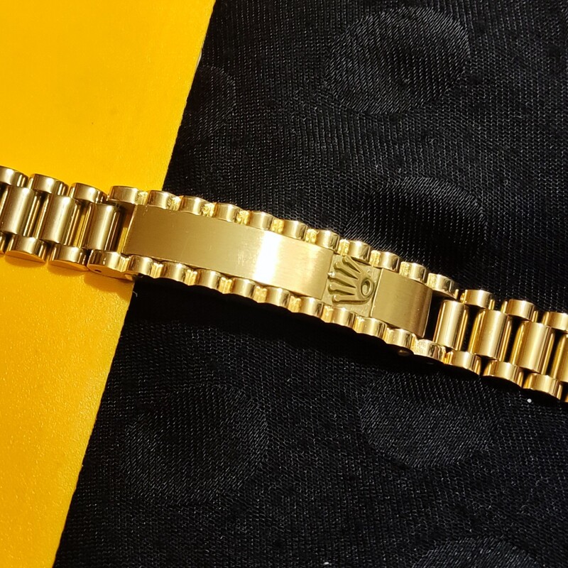 دستبند رولکس طلایی پلاک دار برند اصلی کد02