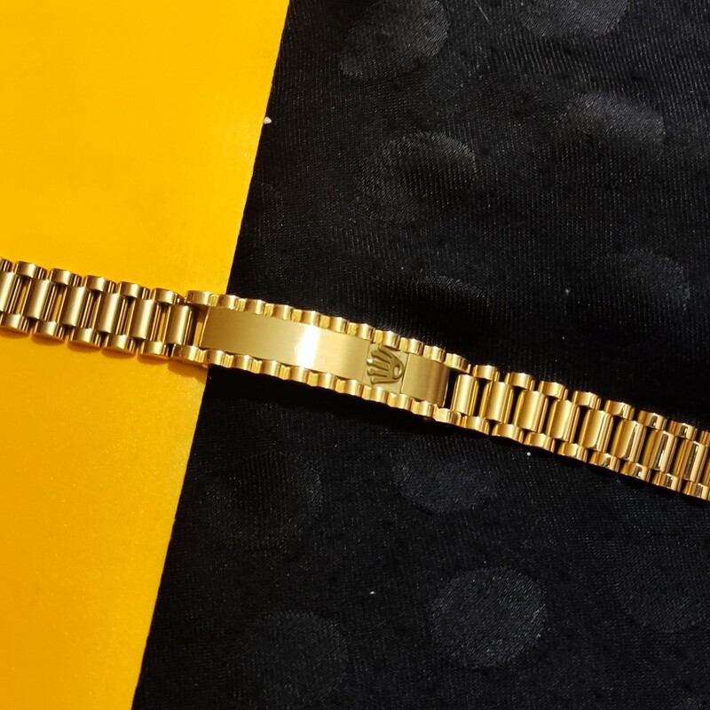 دستبند رولکس طلایی پلاک دار برند اصلی کد02
