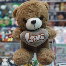 عروسک پولیشی خرس قلب به دست  لاو love  سایز 25 سانتی متر 