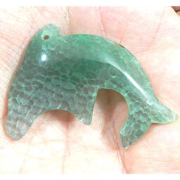 مجسمه سنگ عقیق دراگون یا اژدها سبز اصل کاروینگ دلفین دارای سوراخ برای گردنی4