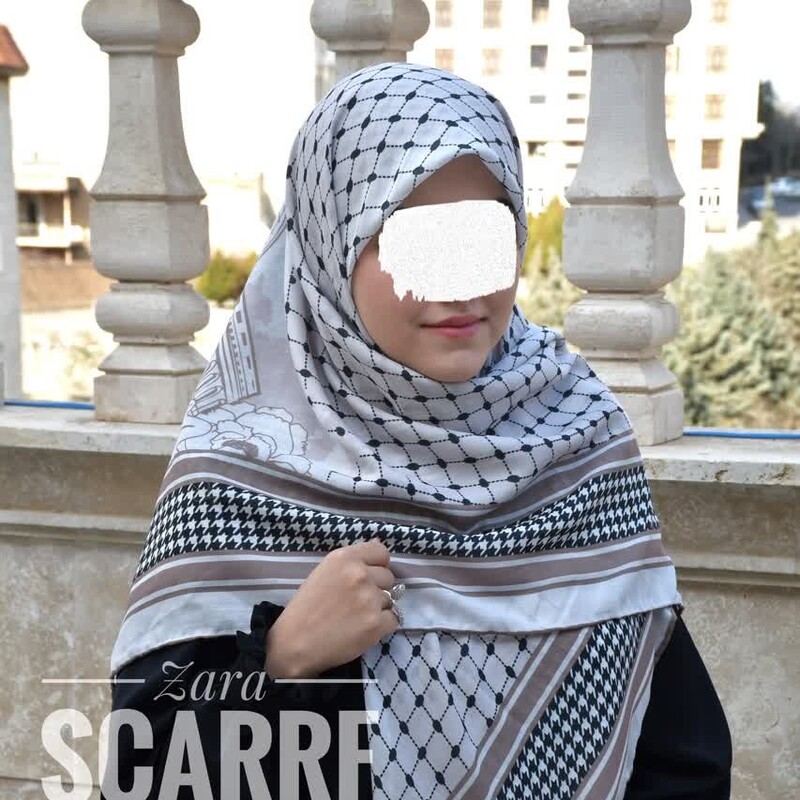 روسری قواره بزرگ نخی چهار فصل دست دوز طرح مسجد الاقصی فلسطین 