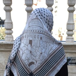 روسری قواره بزرگ نخی چهار فصل دست دوز طرح مسجد الاقصی فلسطین 