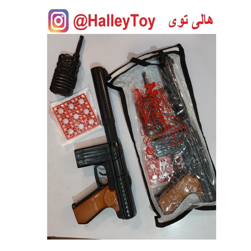اسباب بازی تفنگ (کلت ترقه ای )همراه باوسایل  فروشگاه هالی توی 
