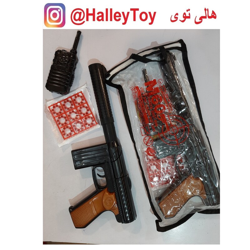 اسباب بازی تفنگ (کلت ترقه ای )همراه باوسایل  فروشگاه هالی توی 