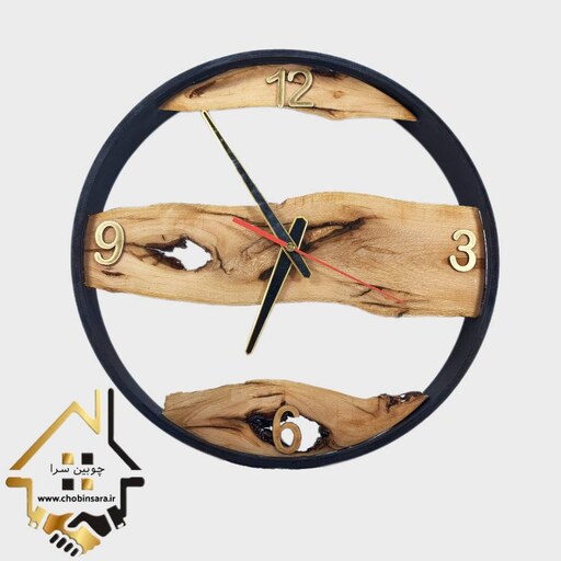 ساعت دیواری چوبی روستیک قطر 37
