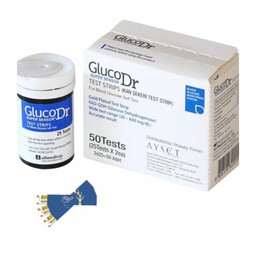 نوار تست قند گلوکو داکتر سوپر سنسور glucodr بسته 50 عددی