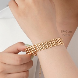 دستبند زنانه مدل رولکس برابر با طلای استیل روکش طلا با رنگ ثابت و ضد حساسیت