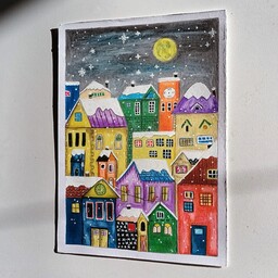 تابلو نقاشی زمستان( خانه های برفی)