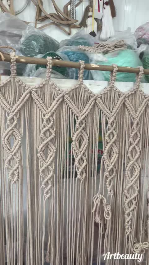 پرده مکرومه بافی مدل بیوتی