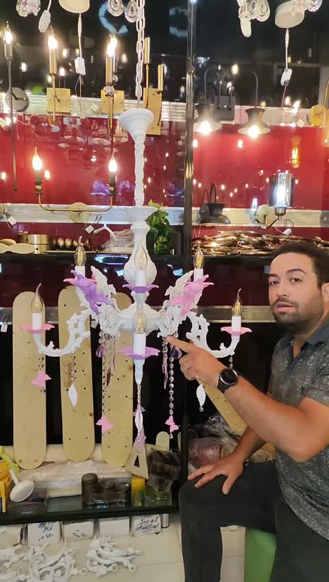 لوستر 4 شاخه گل رز دوبل دخترانه 8 لامپه دوقلو ها