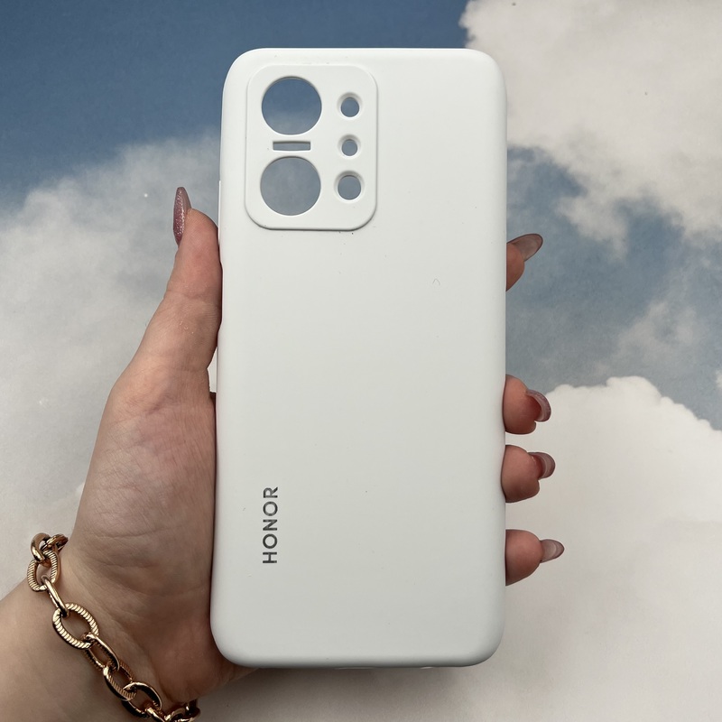 قاب گوشی Honor X7A آنر سیلیکونی پاک کنی اورجینال داخل پارچه ای رنگ سفید محافظ لنز دار کد 67129