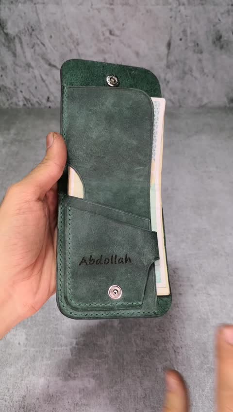 کیف پول دست دوز و چرم طبیعی سکویا چرم