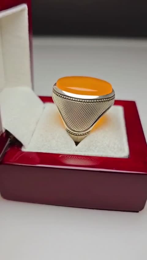 انگشتر مردانه نقره عقیق رکاب دستساز کد 1216
