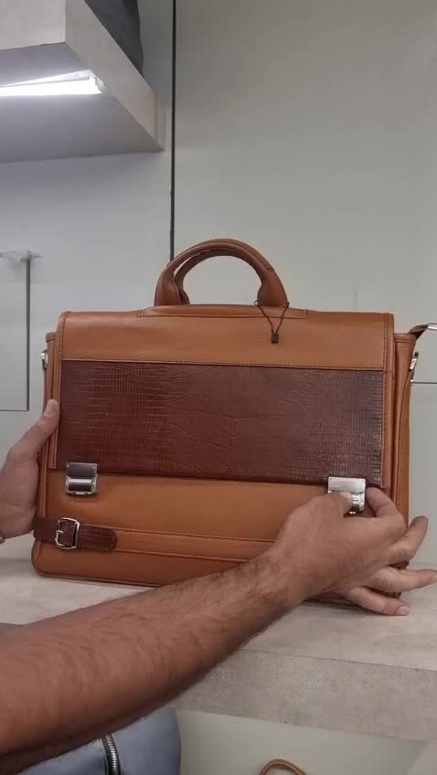 کیف اداری دو قفل تمام چرم طبیعی