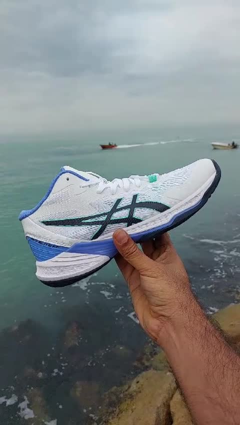 کفش والیبال هندبال بسکتبال اسیکس اسکای الیت 2 ویتنام کیفیت مستر کوالیتی ویتنام  asics sky elite ff mt2 رنگ سفید ابی سبز