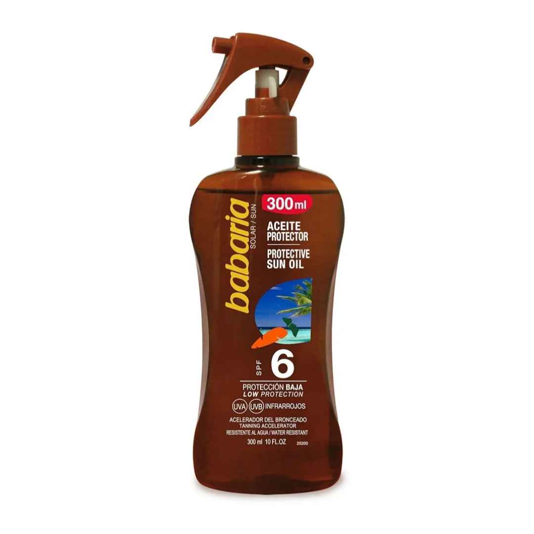 اسپری روغن محافظ و تسریع‌کننده برنزه شدن باباریا با SPF 6 حجم 300 میل