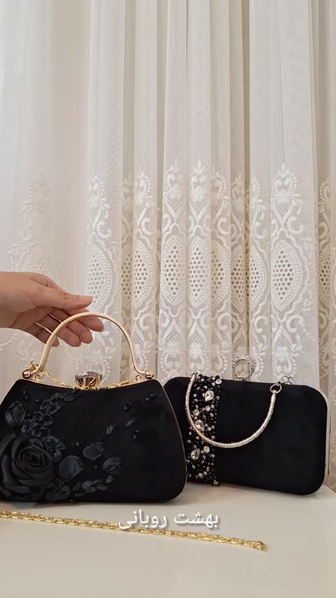 کیف کلاچ نگینی روباندوزی شده روبان ترک