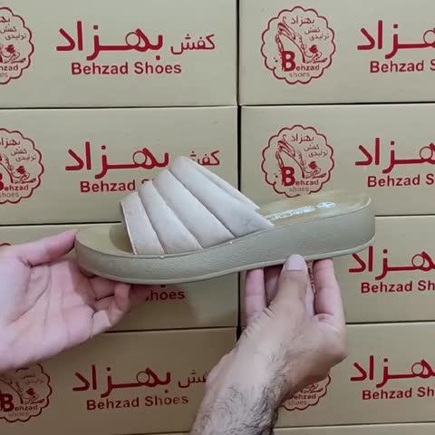 دمپایی روفرشی زنانه دخترانه رنگ کرم سایز 37 تا 41 زیره پیو تزریق لژ 3 سانتی پارچه ای صنعتی سبک  راحت