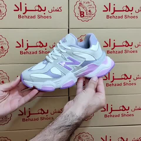 کتونی نیو بالانس بچه گانه دخترانه پسرانه سایز 31 تا 36 رنگ طوسی بنفش کفی طبی زیره پیو لژ 5 سانتی رویه فابیلاک چرم صنعتی