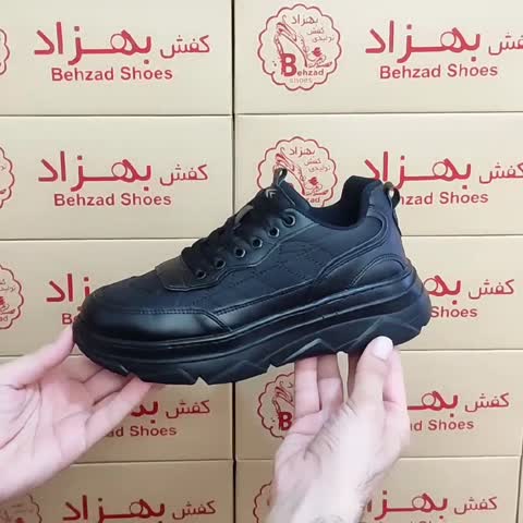 کتونی کفش رنگ مشکی زنانه دخترانه سایز 37 تا 40 زیره پیو دور دوخت کفی طبی لژ 4 سانتی رویه چرم مصنوعی 