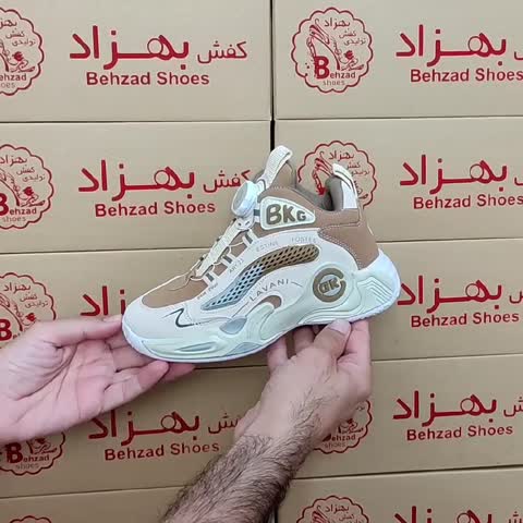 کتونی bkg ساق بلند بچه گانه دخترانه پسرانه سایز 31 تا 36 رنگ کرم زیره پیو لژ چهار سانتی رویه چرم صنعتی بند پُمپی