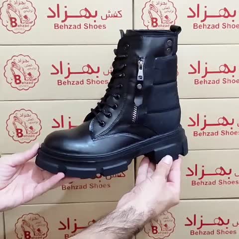 پوتین زمستانی دخترانه زنانه لژ پنج سانتی رنگ مشکی سایز 37 تا 40 زیره پیو بغل زیپ رویه چرم صنعتی و پارچه کاپشنی