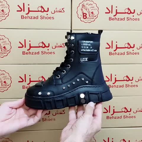 پوتین بغل زیپ دور دوخت بچه گانه اسپرت دخترانه پسرانه رنگ مشکی لژ پنج سانتی زیره پیو رویه چرم صنعتی سایز 31 تا 36
