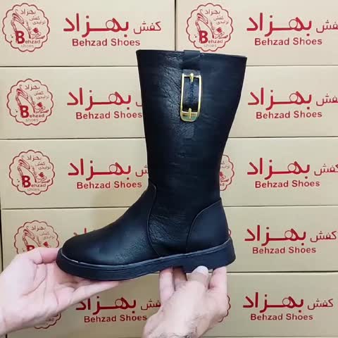 پوتین بلند زمستانی بچه گانه دخترانه سایز 31 تا 36 رنگ مشکی بغل زیپ زیره پیو لژ دو و نیم سانتی رویه چرم صنعتی